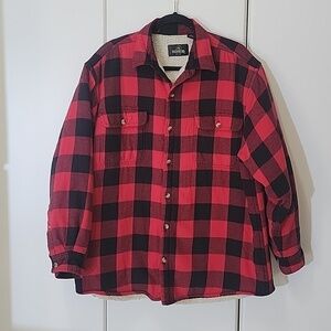 Red Head Mens Size L Sherpa lined Shirt Jacket Red Black Buffalo Checked